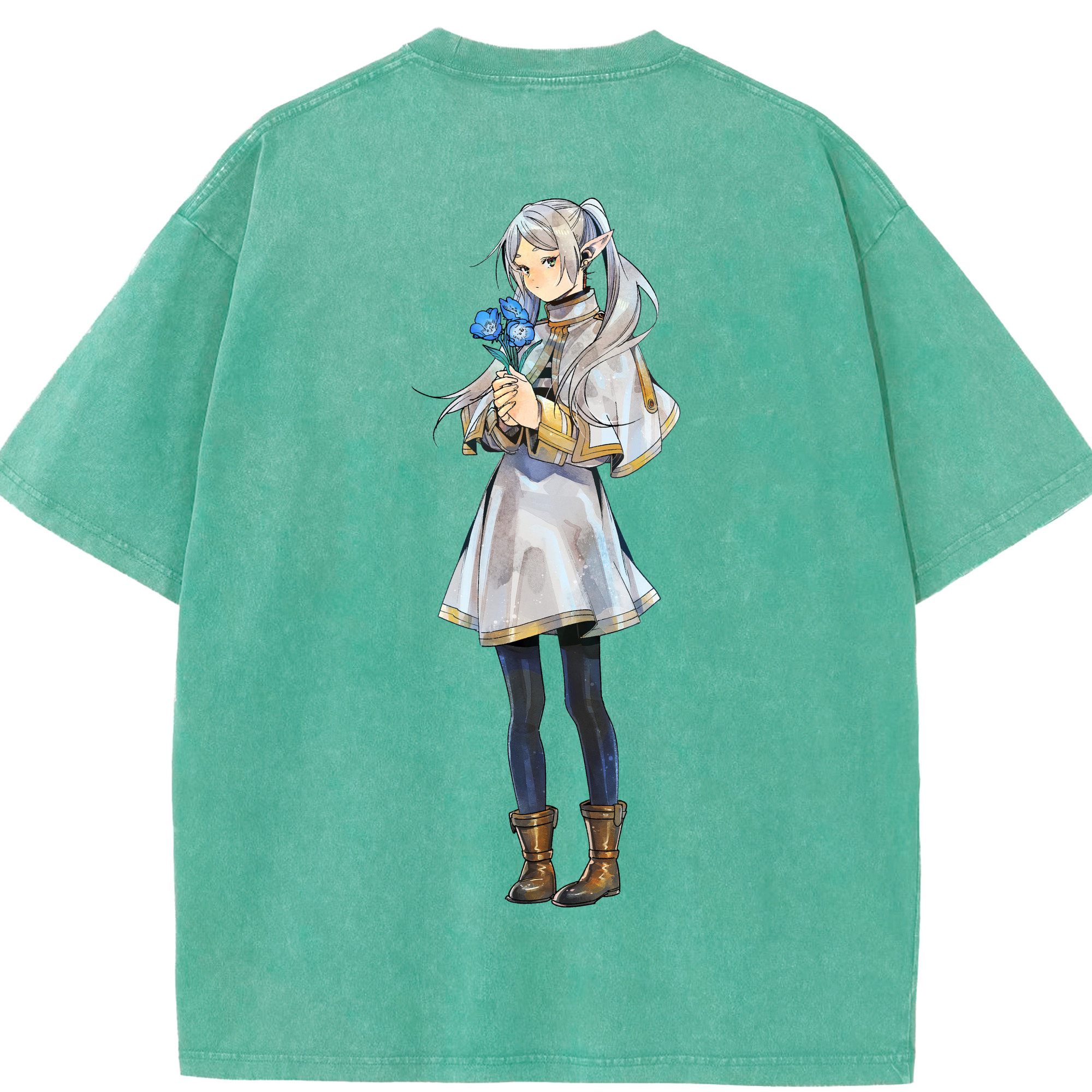 （画像用） 葬送のフリーレン Frieren 綿100% ヴィンテージ風 半袖Tシャツ（背面プリント）